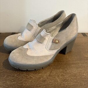 Caterpillar Shoes Womens Size 10 Beige Suede Block Heel Slip On Casual Pumps